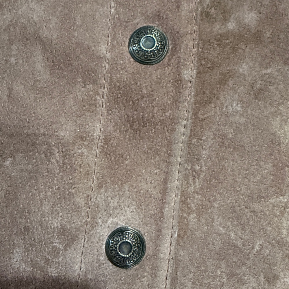 NWT Y2K Live a Little Brown Sueded Leather Blazer Jacket - Picture 3 of 6